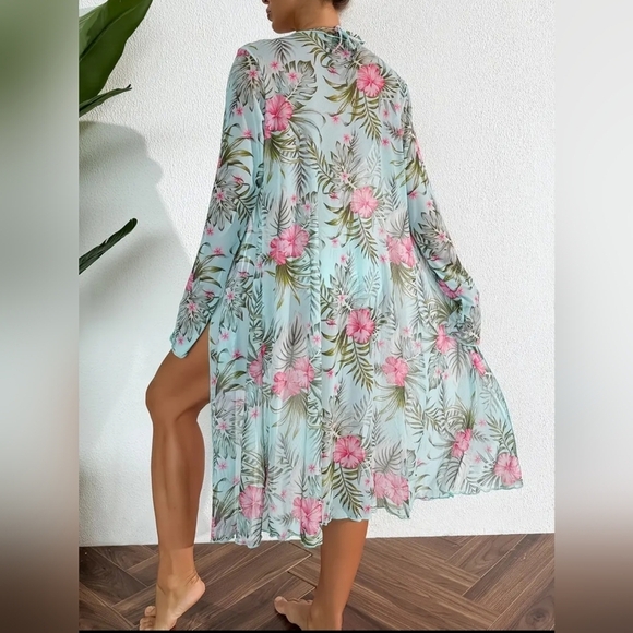 NEW Pink Floral Tribal Floral Western String Bikini Set Summer Cover-Up(#1,313) - Picture 3 of 5